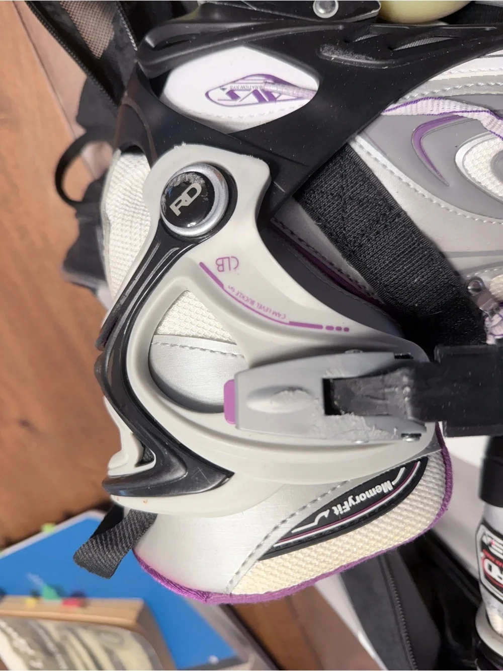 Women's Inline Skates - White and Purple Adjustable Fitness Rollerblades Size 9